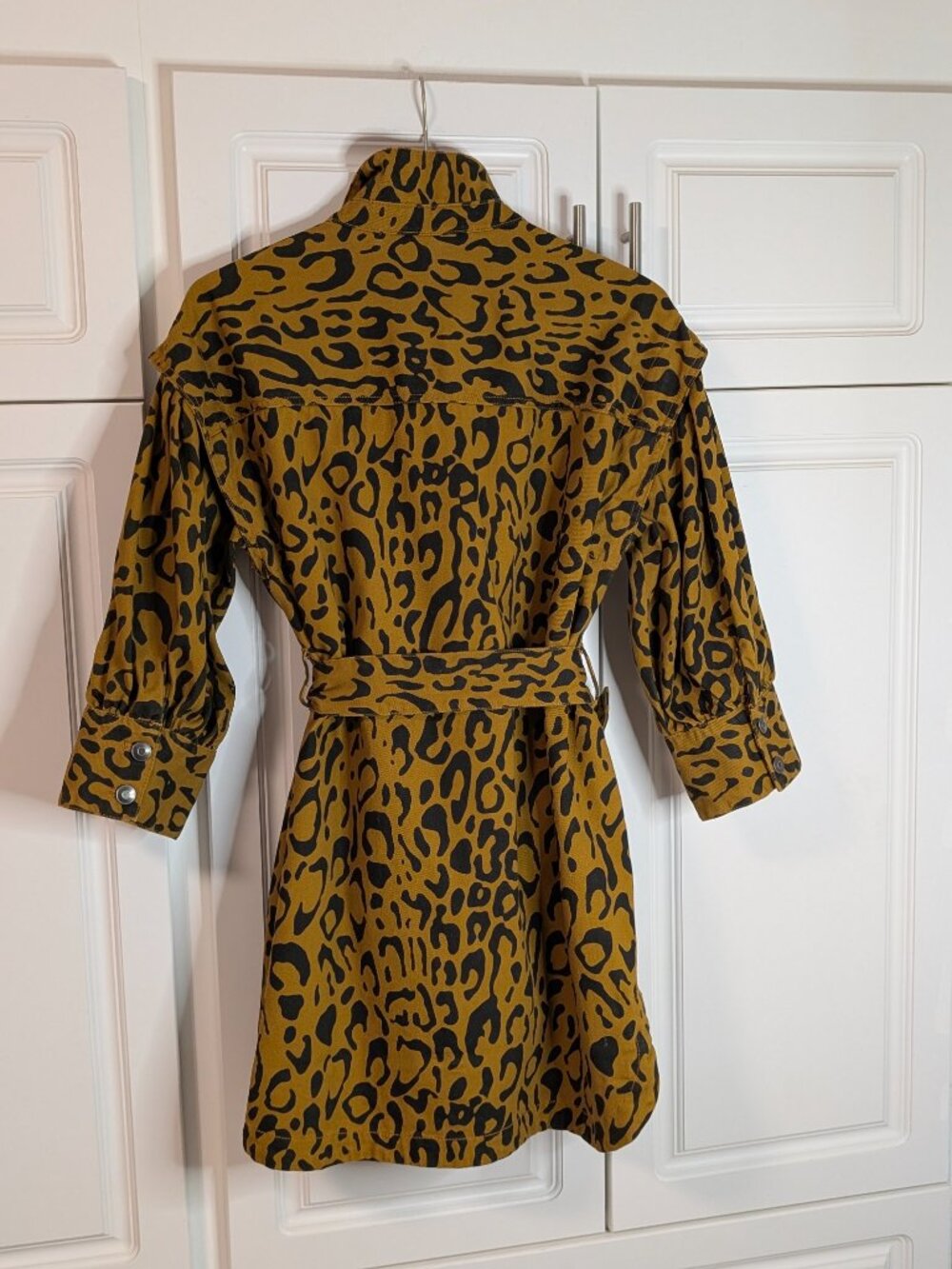 Future Collective Brown Leopard Utility Denim Shirt Dress 10 Safari Streetwear - Picture 10 of 16